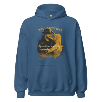 YELLOWSTONE CIGARETTES WHISKEY AND YOU NAVY BLUE HOODIE